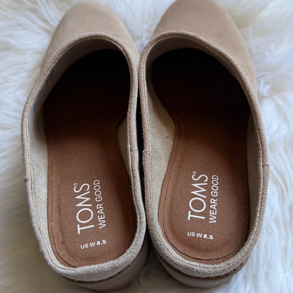 TOMS Women Evelyn Slip On Suede Mules, Beige size 8.5 - Picture 6 of 8